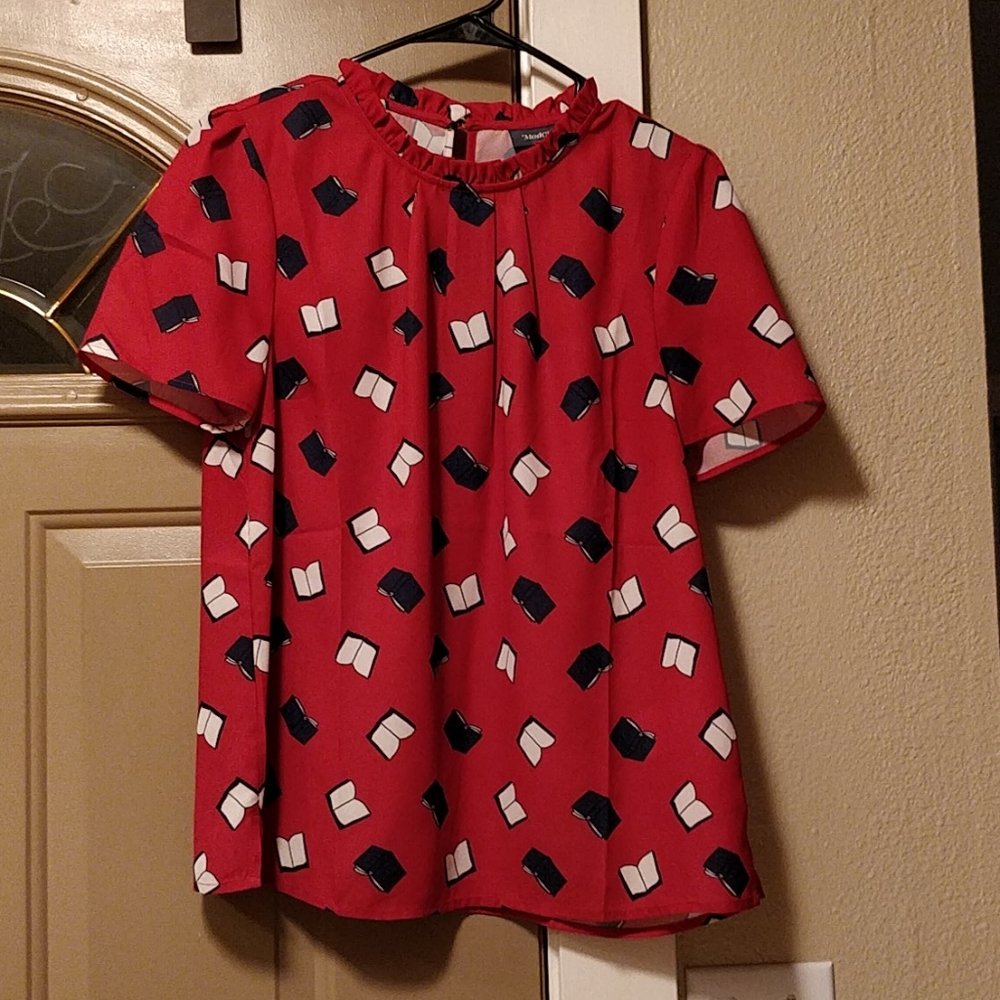 PRICE FIRM Modcloth Book Print Top